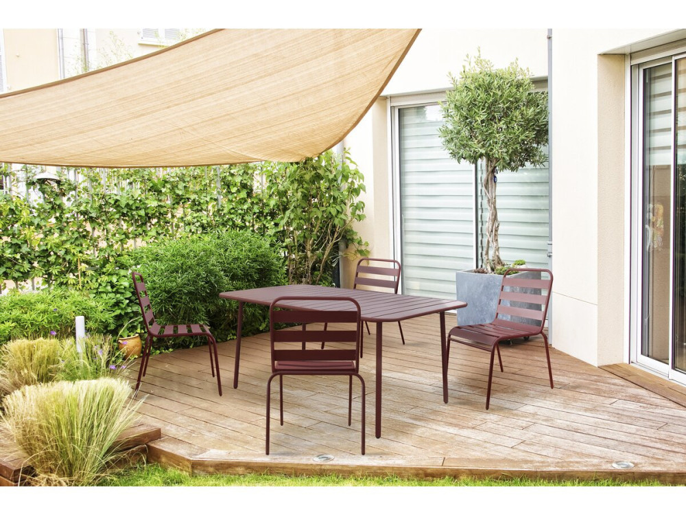 Conjunto de 4 sillas de jardín metálicas apilables "Bilbao" - Terracota