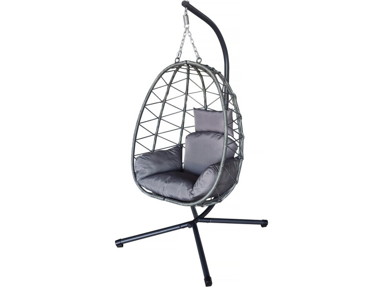 Silla huevo de ratán "Cosi" - 99 x 92 x 194 cm - Gris