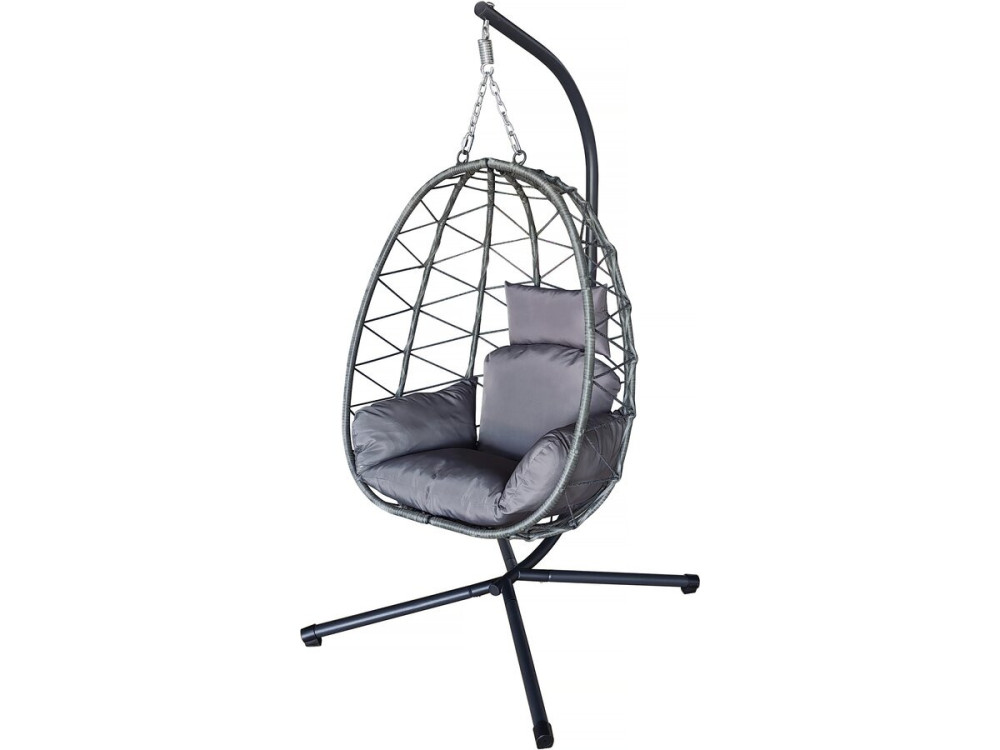 Silla huevo de ratán "Cosi" - 99 x 92 x 194 cm - Gris