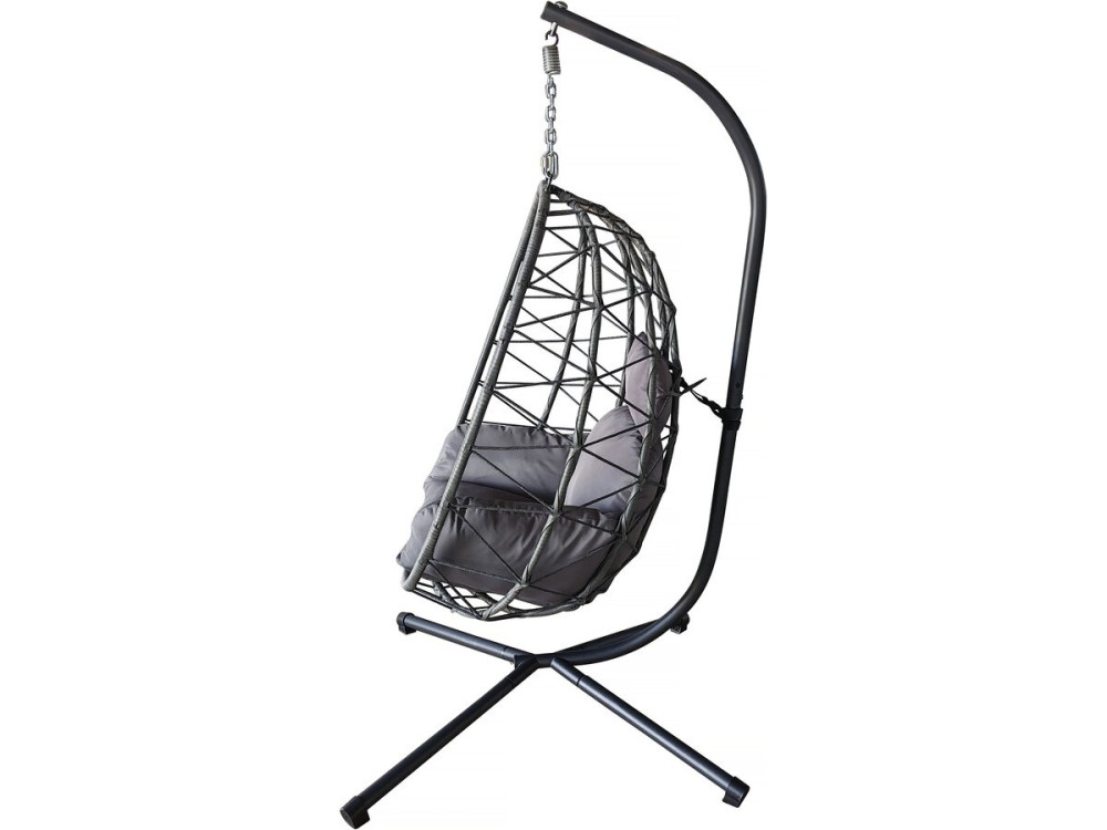 Silla huevo de ratán "Cosi" - 99 x 92 x 194 cm - Gris