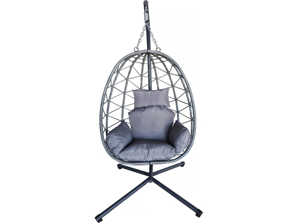 Silla huevo de ratán "Cosi" - 99 x 92 x 194 cm - Gris