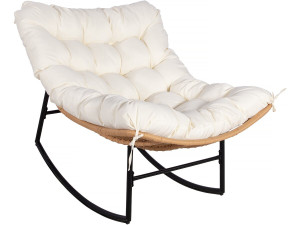 Silla mecedora "Papaya" con cojín para interior/exterior - Beige