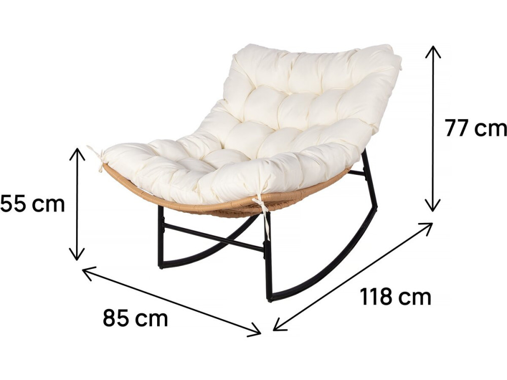 Silla mecedora "Papaya" con cojín para interior/exterior - Beige