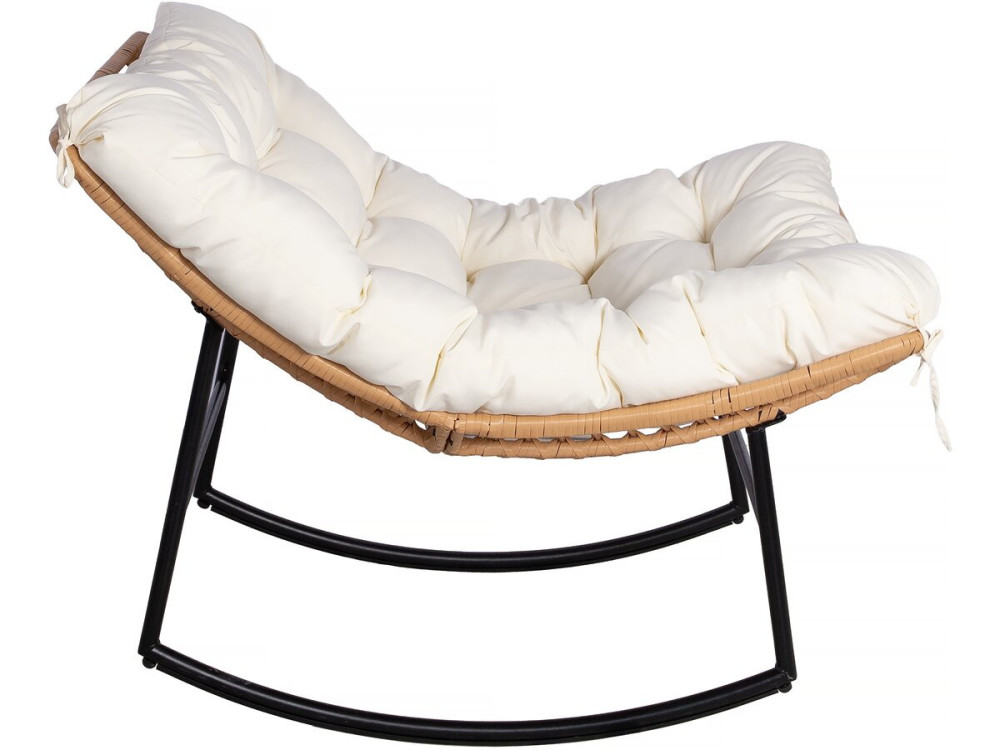 Silla mecedora "Papaya" con cojín para interior/exterior - Beige