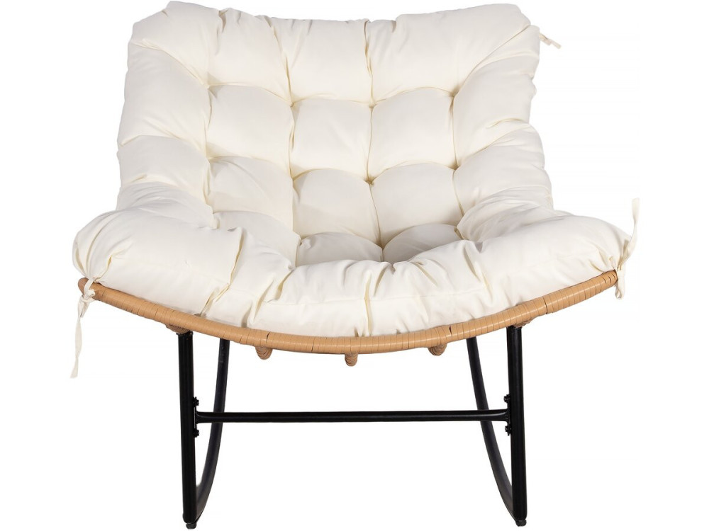 Silla mecedora "Papaya" con cojín para interior/exterior - Beige