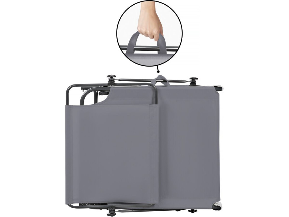 Tumbona plegable "Lazy" - Con sombrilla - Gris