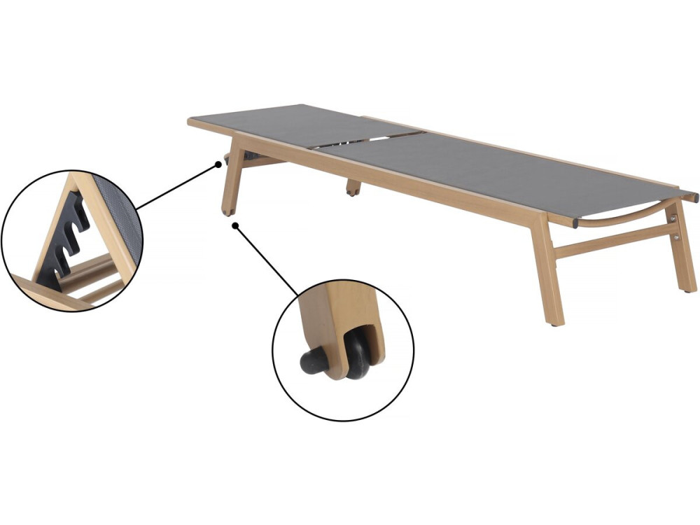 Tumbona de aluminio "Elysia" efecto madera - Gris