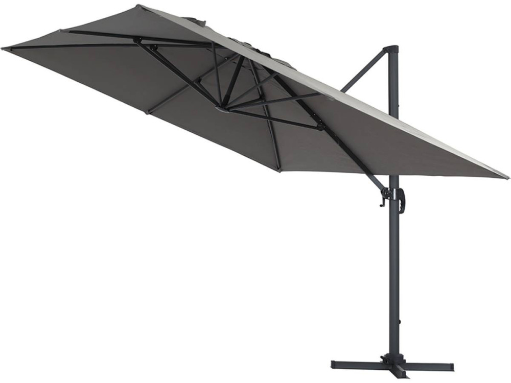 Parasol Lateral de jardín Alu “Sun 4” – Rectangular – 3 x 4 m – Gris + funda protectora