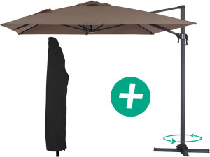 Parasol Lateral de jardín Alu “Sun 4” – Rectangular – 3 x 4 m – Topo + funda protectora