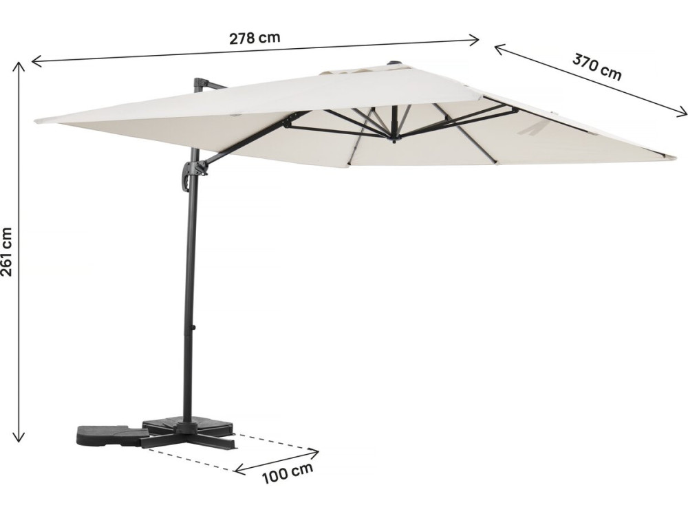 Parasol de jardín de aluminio descentrado "Sky 4" - 3 x 4 m - Crudo