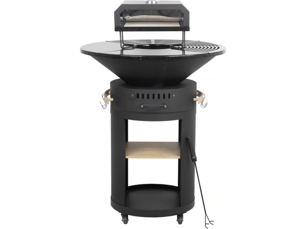 Brasero plancha con horno para pizza "César premium" - Ø 81 cm - Negro