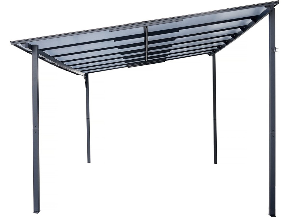 Pérgola adosada "Marvin" - 4 x 3 m - 423 x 298 x 243 cm - Gris oscuro
