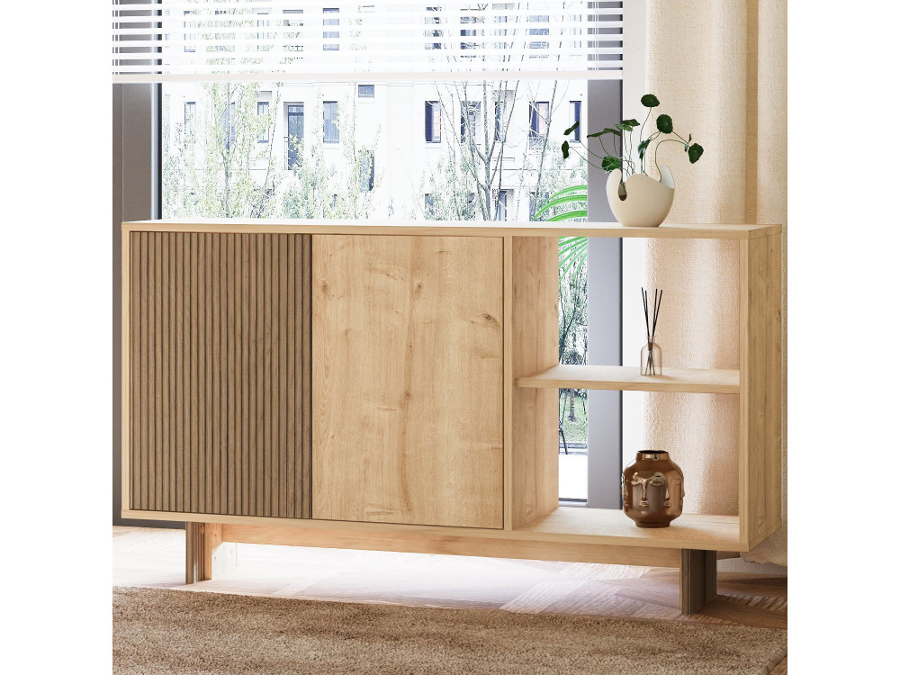 Aparador de madera "Ravello" - 140 x 35 x 80 cm - Beige