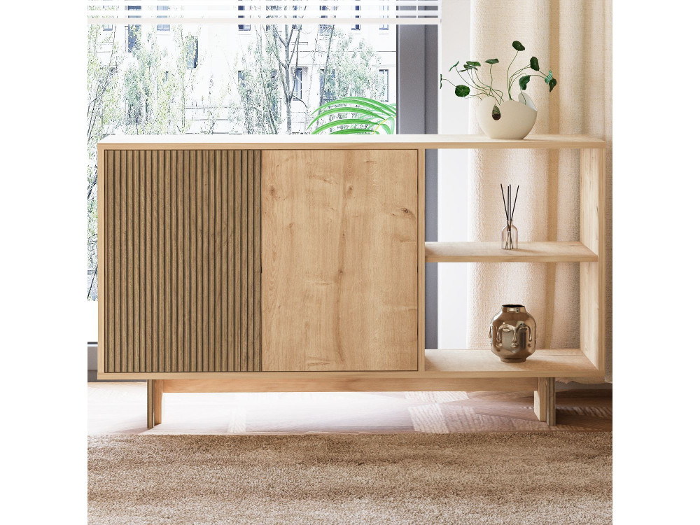 Aparador de madera "Ravello" - 140 x 35 x 80 cm - Beige