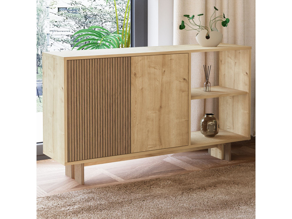 Aparador de madera "Ravello" - 140 x 35 x 80 cm - Beige