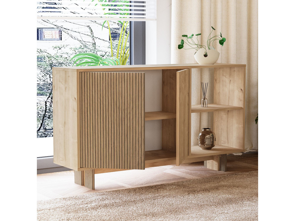 Aparador de madera "Ravello" - 140 x 35 x 80 cm - Beige