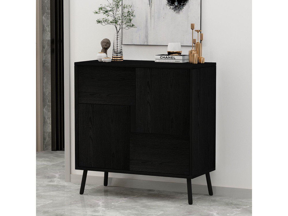 Armario multiusos de madera "Darien" - 76,5 x 35 x 79,5 cm - Madera negra