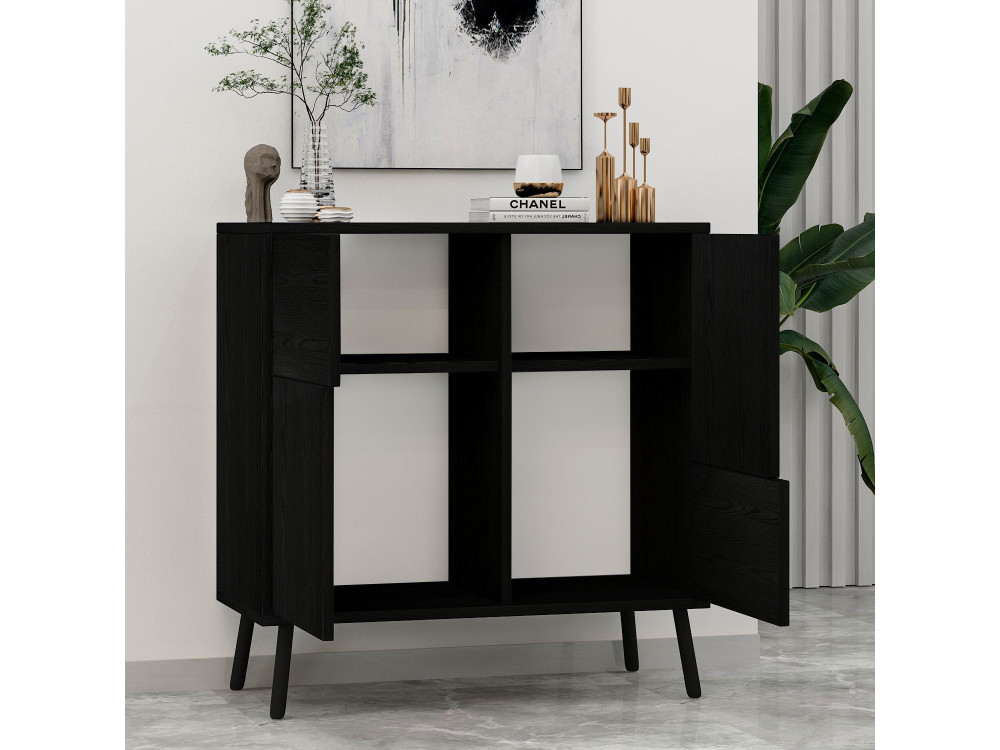 Armario multiusos de madera "Darien" - 76,5 x 35 x 79,5 cm - Madera negra