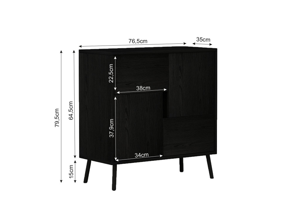 Armario multiusos de madera "Darien" - 76,5 x 35 x 79,5 cm - Madera negra