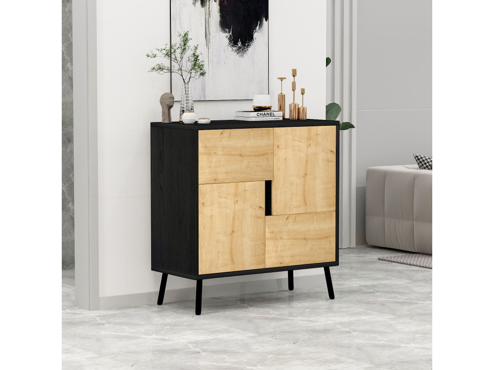 Armario multiusos de madera "Darien" - 76,5 x 35 x 79,5 cm - Madera negra