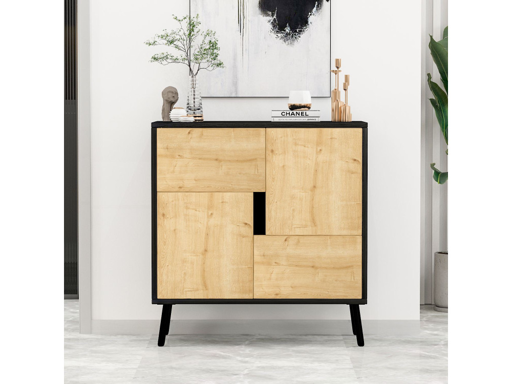 Armario multiusos de madera "Darien" - 76,5 x 35 x 79,5 cm - Madera negra