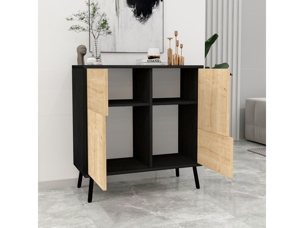 Armario multiusos de madera "Darien" - 76,5 x 35 x 79,5 cm - Madera negra