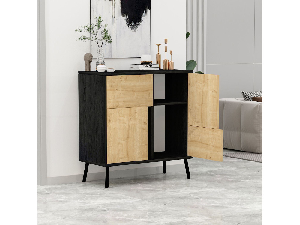 Armario multiusos de madera "Darien" - 76,5 x 35 x 79,5 cm - Madera negra