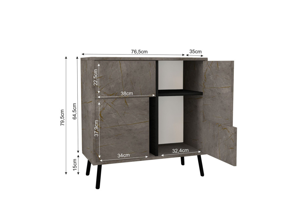 Mueble multiusos de madera "Darien" - 76,5 x 35 x 79,5 cm - Mármol