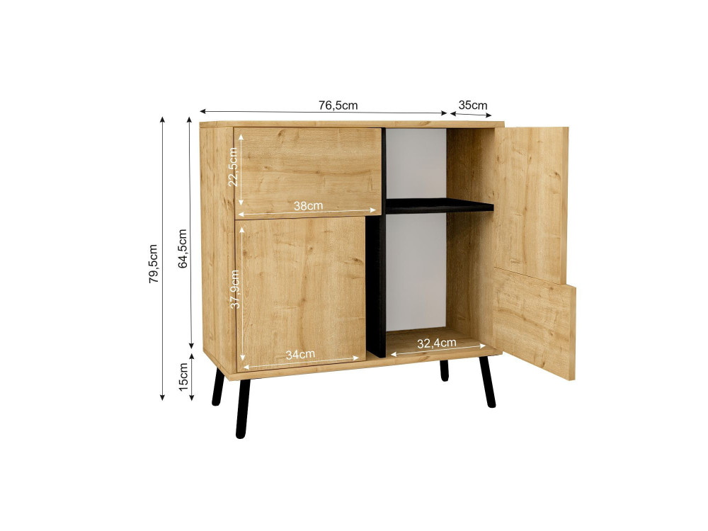 Aparador de madera "Darien" - 76 x 35 x 79 cm - Beige
