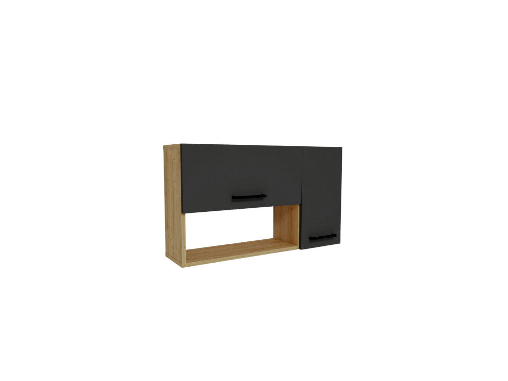 Aparador de madera "Akasya" - 90 x 24 x 52 cm - Gris antracita