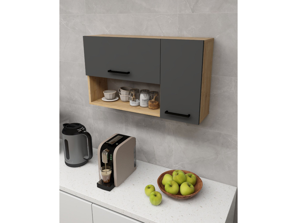 Aparador de madera "Akasya" - 90 x 24 x 52 cm - Gris antracita