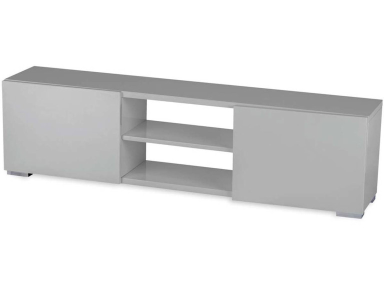 Mueble TV "Frida" en MDF lacado gris - 2 nichos y 2 puertas