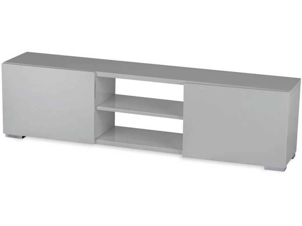 Mueble TV "Frida" en MDF lacado gris - 2 nichos y 2 puertas