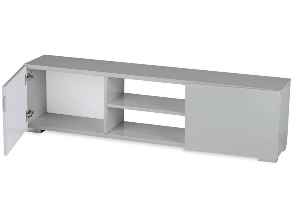 Mueble TV "Frida" en MDF lacado gris - 2 nichos y 2 puertas