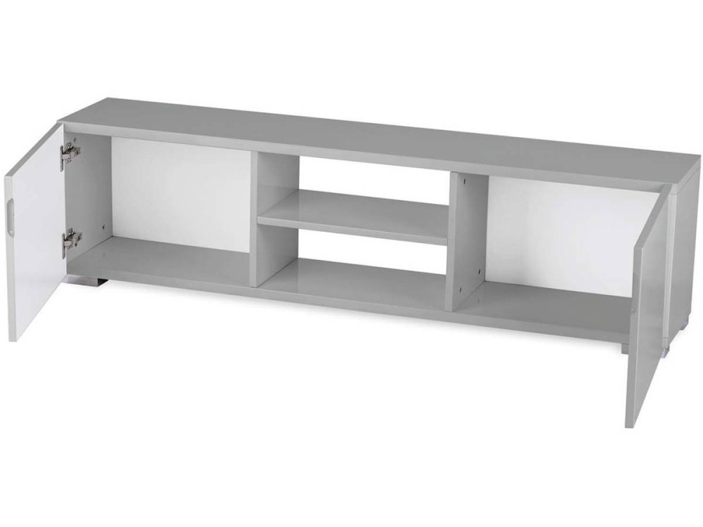 Mueble TV "Frida" en MDF lacado gris - 2 nichos y 2 puertas