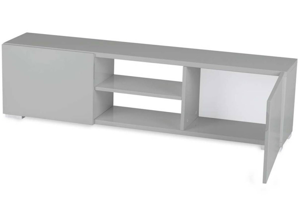 Mueble TV "Frida" en MDF lacado gris - 2 nichos y 2 puertas