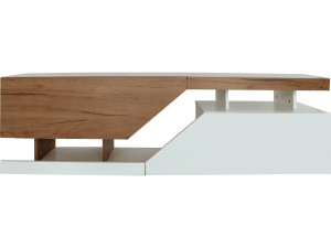 Mueble para TV "Ceelias" - 160 x 35 x 46 cm - Blanco/Marrón oscuro