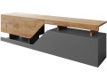 Mueble para TV "Ceelias" - 160 x 35 x 46 cm - Blanco/Marrón oscuro - Gris/marrón