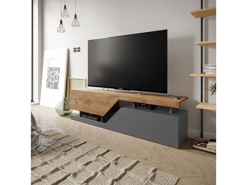 Soporte de TV "Ceelias" - 160 x 46 x 35 cm - Gris/Marrón