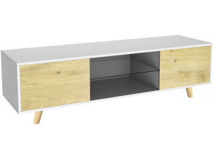 Mueble de TV Inna  - 140 x 42 x 45 cm - Blanco / Madera