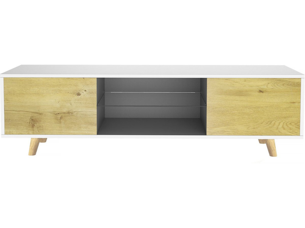 Mueble de TV Inna  - 140 x 42 x 45 cm - Blanco / Madera