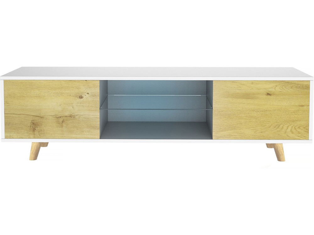 Mueble de TV Inna  - 140 x 42 x 45 cm - Blanco / Madera