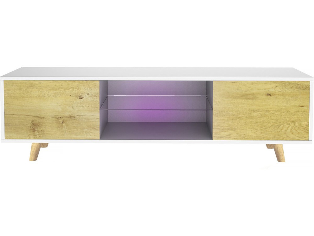 Mueble de TV Inna  - 140 x 42 x 45 cm - Blanco / Madera