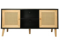 Mueble TV de caña escandinavo "Iguana" - 120 x 30 x 56,5 cm - Negro - Negro
