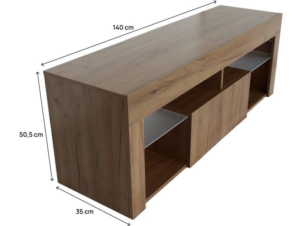 Mueble TV de diseño de madera "Hugo" - 140 x 40 x 50 cm - Marrón -