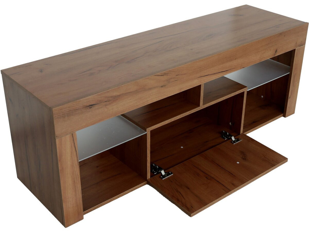 Mueble TV de diseño de madera "Hugo" - 140 x 40 x 50 cm - Marrón -