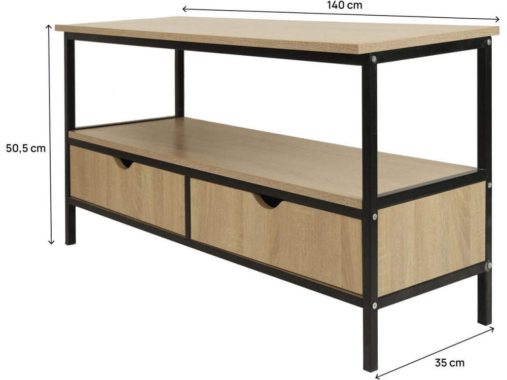 Mueble de TV estilo industrial con cajón "Detroit" - 113 x 40 x 55 cm - Beige