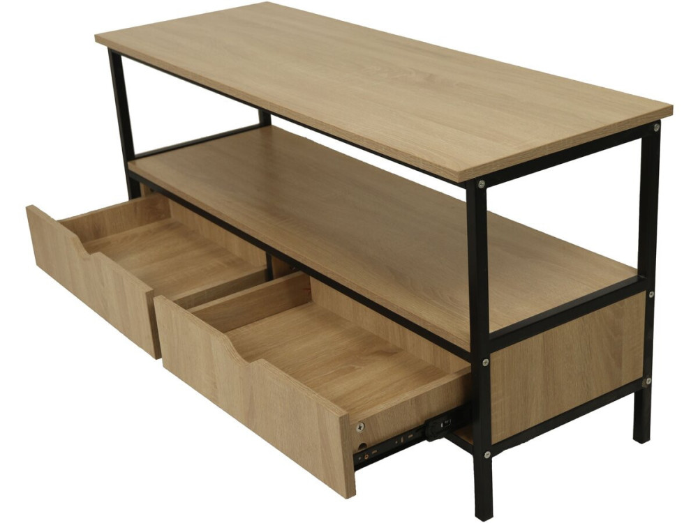Mueble de TV estilo industrial con cajón "Detroit" - 113 x 40 x 55 cm - Beige