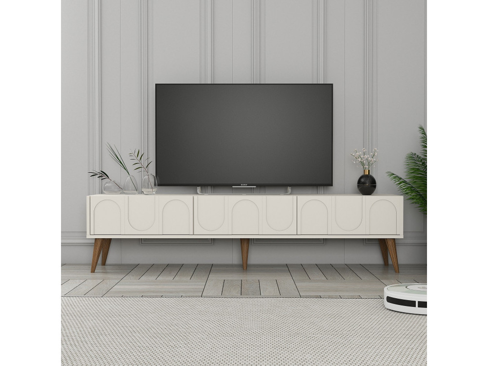 Soporte de TV de madera "Lyon" - 180 x 35 x 44 cm - CrèmeNoix