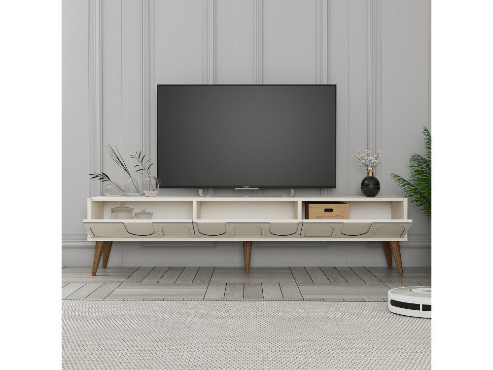 Soporte de TV de madera "Lyon" - 180 x 35 x 44 cm - CrèmeNoix